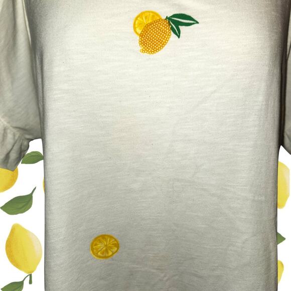 EVRI Women's Ruffle Lemon T-Shirt - Size 0X - White - Picture 3 of 4
